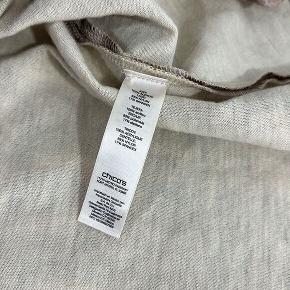 Chico’s Zee Zebra-Print Lace Overlay 3/4 Sleeve Cardigan Jacket Size XL - Picture 7 of 10